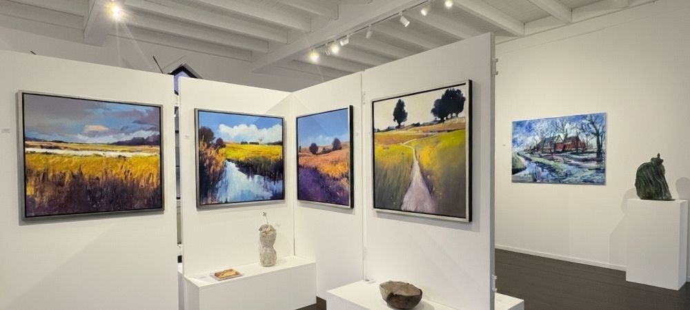 Railverlichting in een kunstgallerij.
