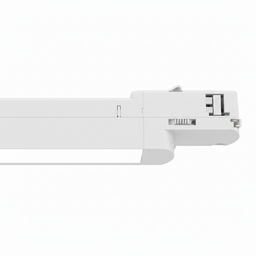 Witte 3-fase LED-lichtlijn met zichtbare klemmen en aansluitstuk aan het uiteinde