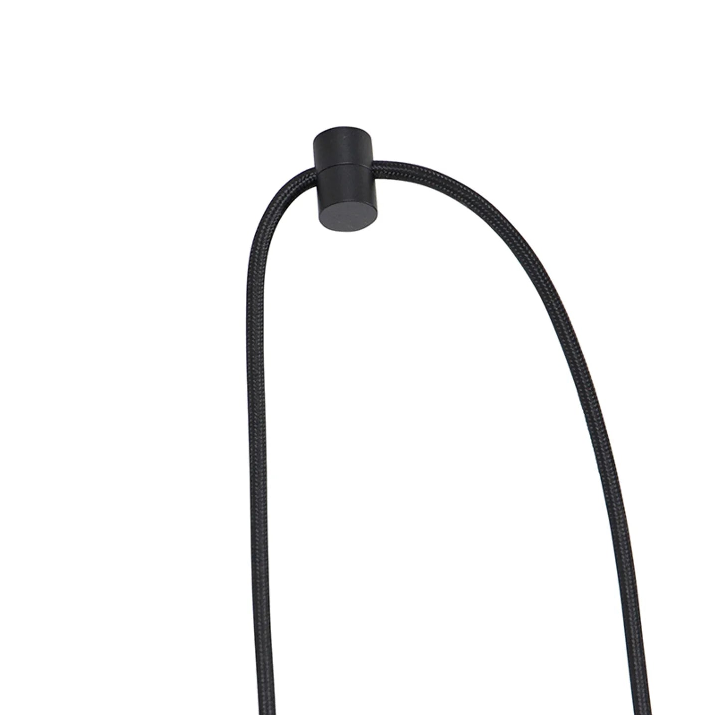 Zwarte hanglamp adapter met zwart snoer en zwarte plafondkap