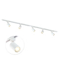Witte railverlichting met 5 GU10 spots en draaibare spotkoppen, 200 cm lang