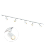 Witte railverlichting met 5 GU10 spots en draaibare spotkoppen, 200 cm lang