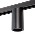 Zwarte E27 railspotvoet met cilindrische behuizing en open fitting
