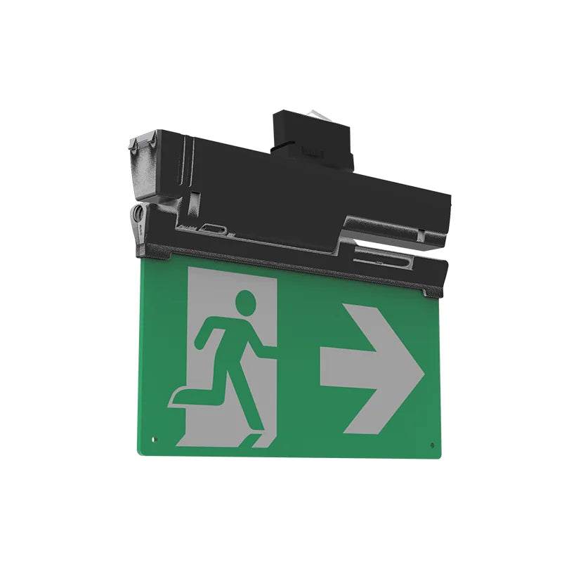 Zwarte noodverlichting met groen vluchtpictogram en rechterpijl, 3-uurs uitvoering