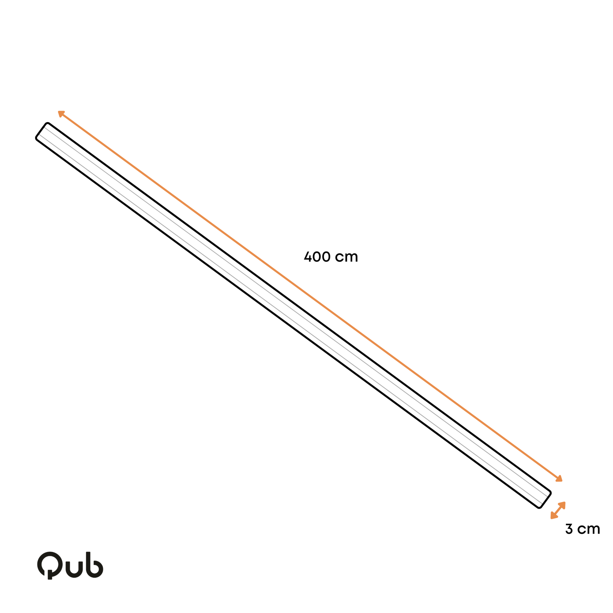 Witte 3-fase spanningsrail opbouw, lengte 400 cm en breedte 3 cm, losse rail