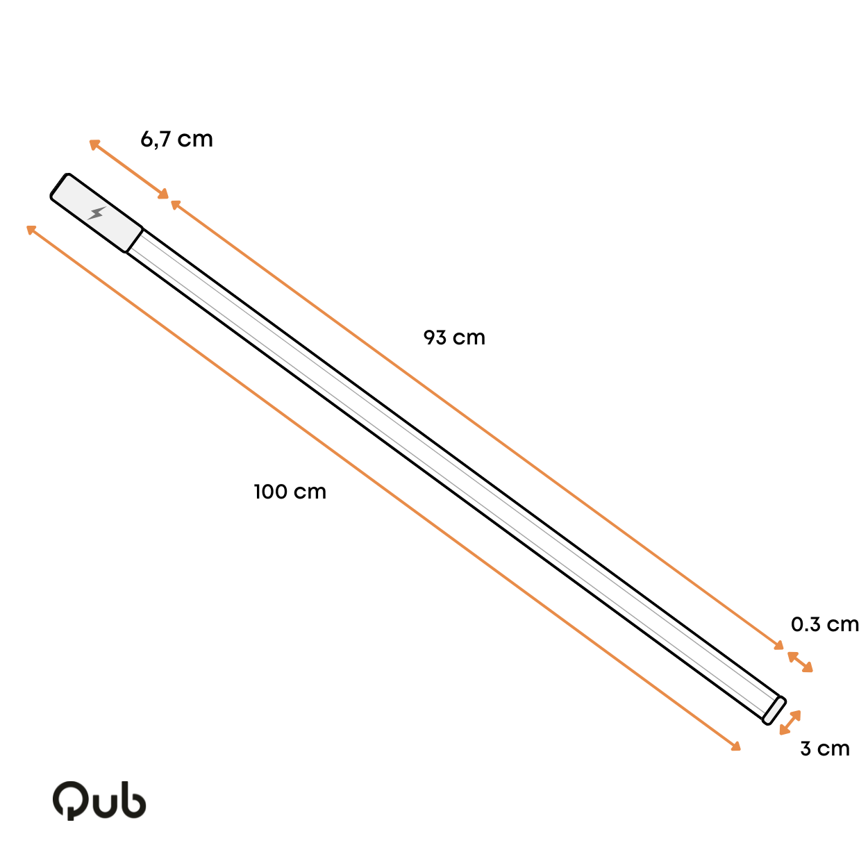 3-fase opbouw spanningsrail, afmetingen: 100 cm lang en 6,7 cm hoog