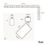Afmetingen van zwarte railverlichting en plaatsing van 5 GU10 spots