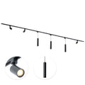 Zwarte railhanglamp met 4 verstelbare spots en GU10 fittingen