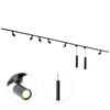 Focus III 400cm 6 Spots en 2 Hanglampen GU10 Railverlichting Zwart