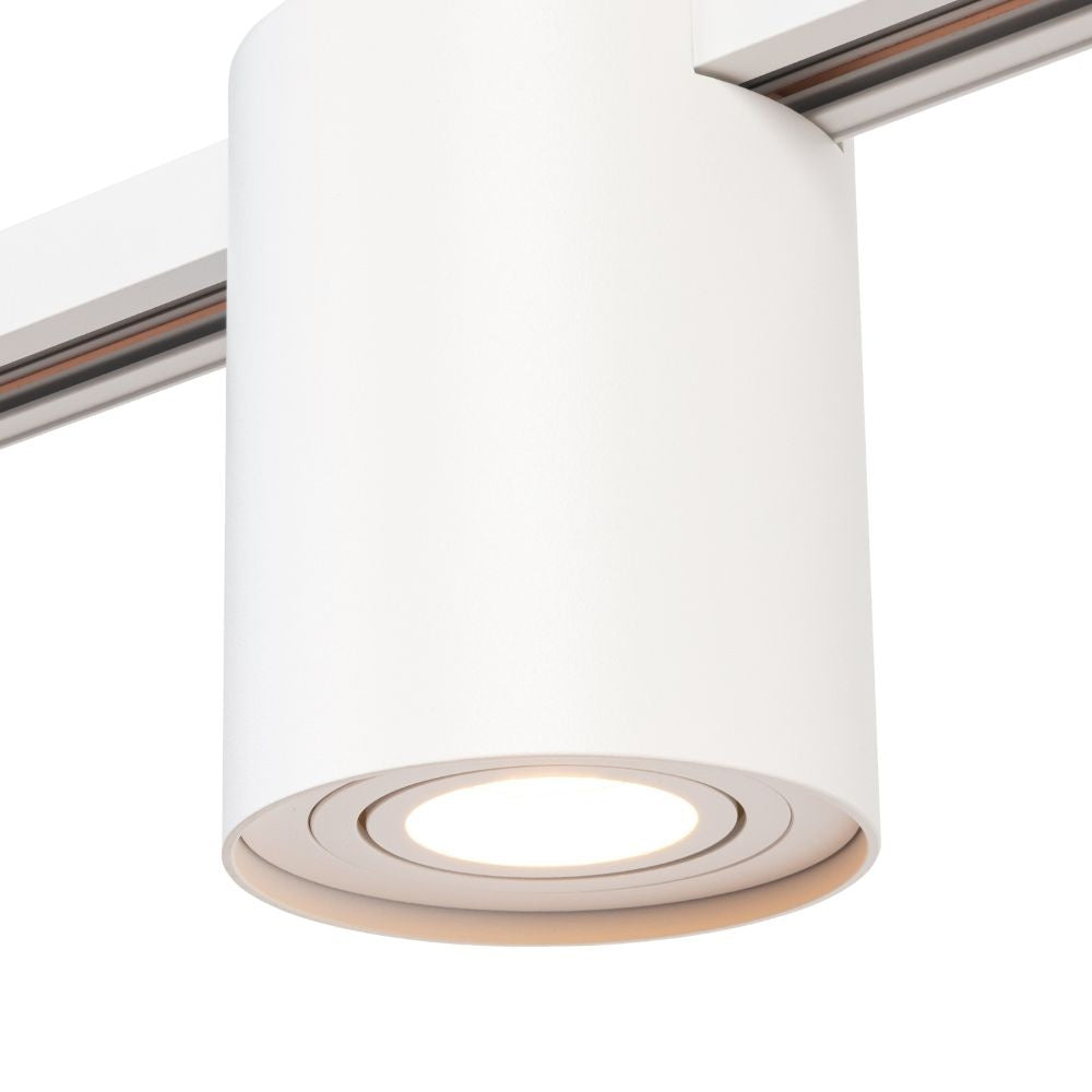 Witte railspotkop met ronde ring en warm wit LED-licht