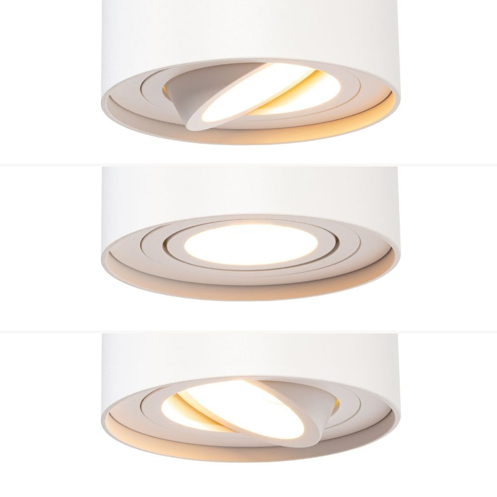 Witte GU10 railspot met ronde lichtopening en warm brandend licht