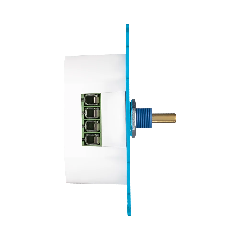 ION Zigbee-dimmer 200 W zijaanzicht met schroefklemmen en metalen aansluitbus