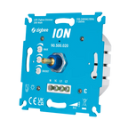 ION Zigbee-dimmer 200 W blauw front met zijkant en aansluitklemmen