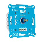 ION Zigbee-dimmer 200 W: blauwe behuizing met draaiknop en schroefklemmen