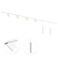 Witte railverlichtingset met 4 mesh-spots en 2 hanglampen, GU10-lichtpunten aan rail
