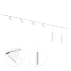 Witte railverlichtingset met 4 mesh-spots en 2 hanglampen, GU10-lichtpunten aan rail