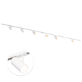 Witte 6-spot railverlichting met GU10 inbouwspots op een 400 cm rail