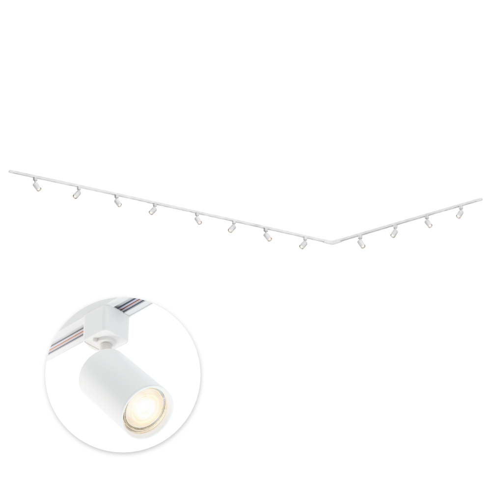 Focus III 800cm 12 spots L-vorm GU10 Éclairage sur rail Blanc