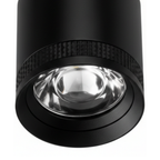 Zwarte railspot met ronde lens en reflector in spotkop.