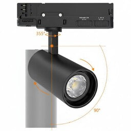 Zwarte railspot met instelbereik 355° horizontaal en 90° kanteling