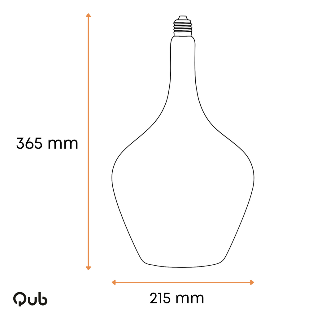 Hanglampafmetingen: 365 mm hoogte en 215 mm breedte, fitting inbegrepen