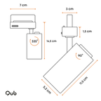 Zwarte 3-fase LED-schakelaar met compacte behuizing en korte montageframe
