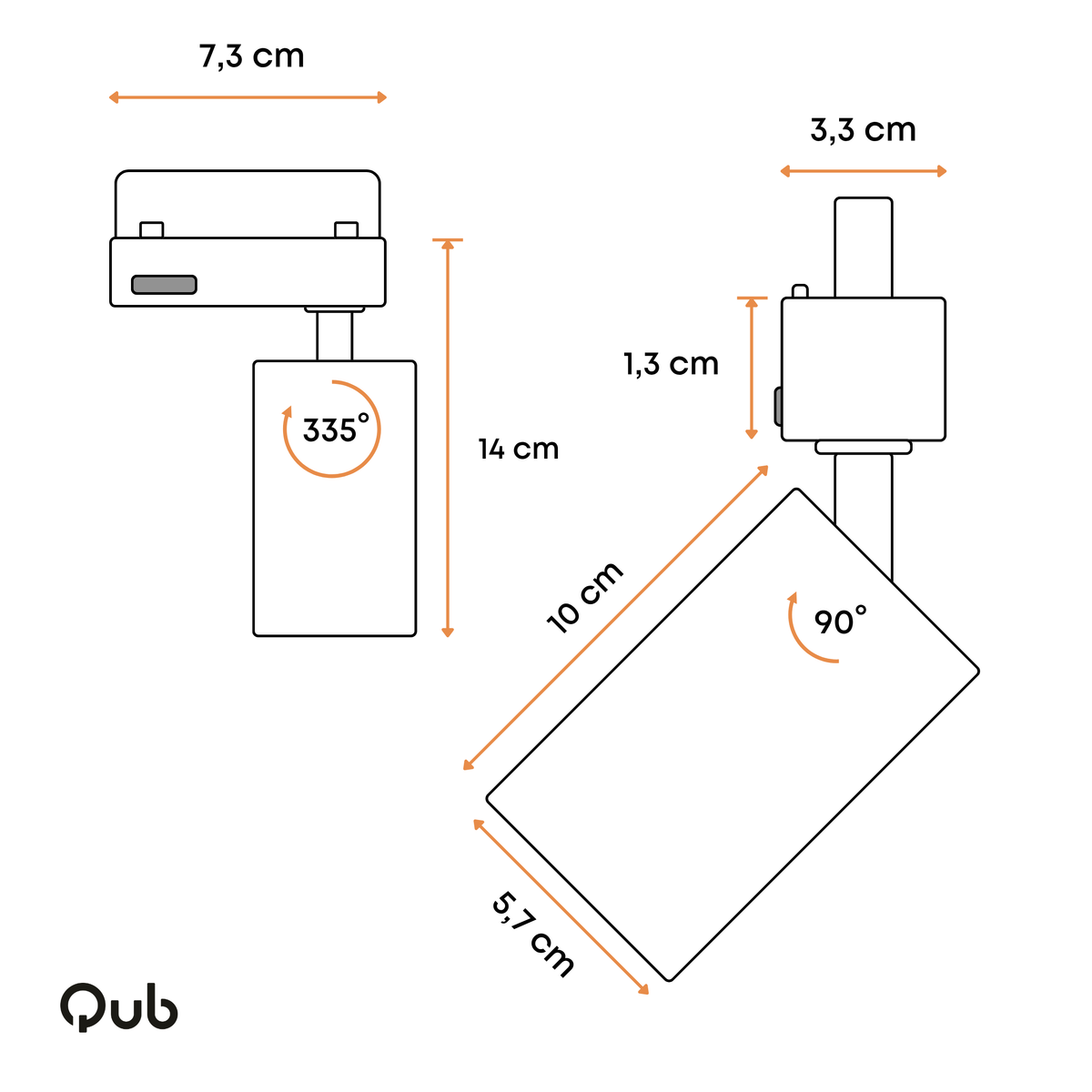 Qub Basic Picolo V3 GU10 3-fase railspot wit