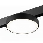 Orion magnetische railplafondlamp met ronde zwarte behuizing en diffuus wit licht