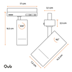 Witte railspot met kantelbare LED-behuizing, 14,5 cm lang