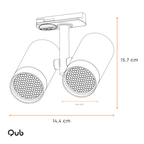 Dubbele GU10-railspot met twee witte spots en honingraatrooster