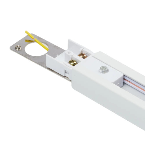 Witte eindvoeding 1-fase met schroefklemmen en metalen contactplaat