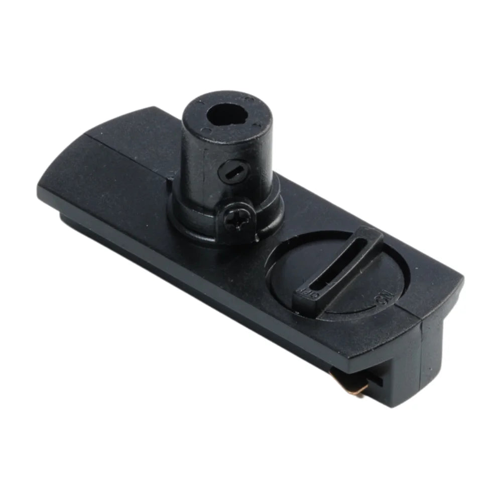 Zwarte 1-fase hanglamp-adapter met ronde connector en montagebeugel