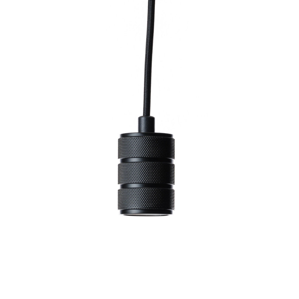 Zwarte E27 fittinghouder met geribbelde ringdetails