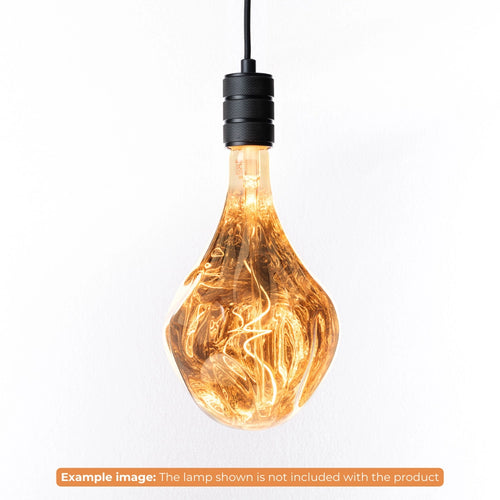 Zwarte E27 hanglamp adapter met zwarte fittinghouder en geribbelde ring