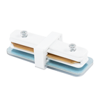 Witte I-rail koppelstuk met twee klemmen en schroeven, voor 1-fase rail