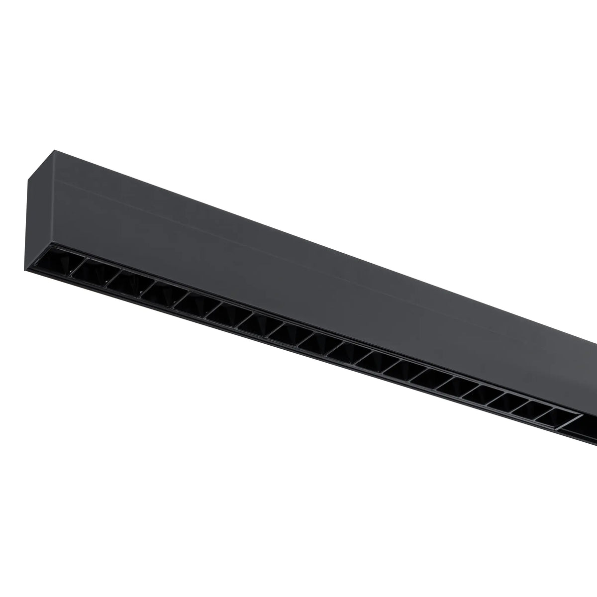Zwarte lineaire railverlichting met open rijen voor LED-dots