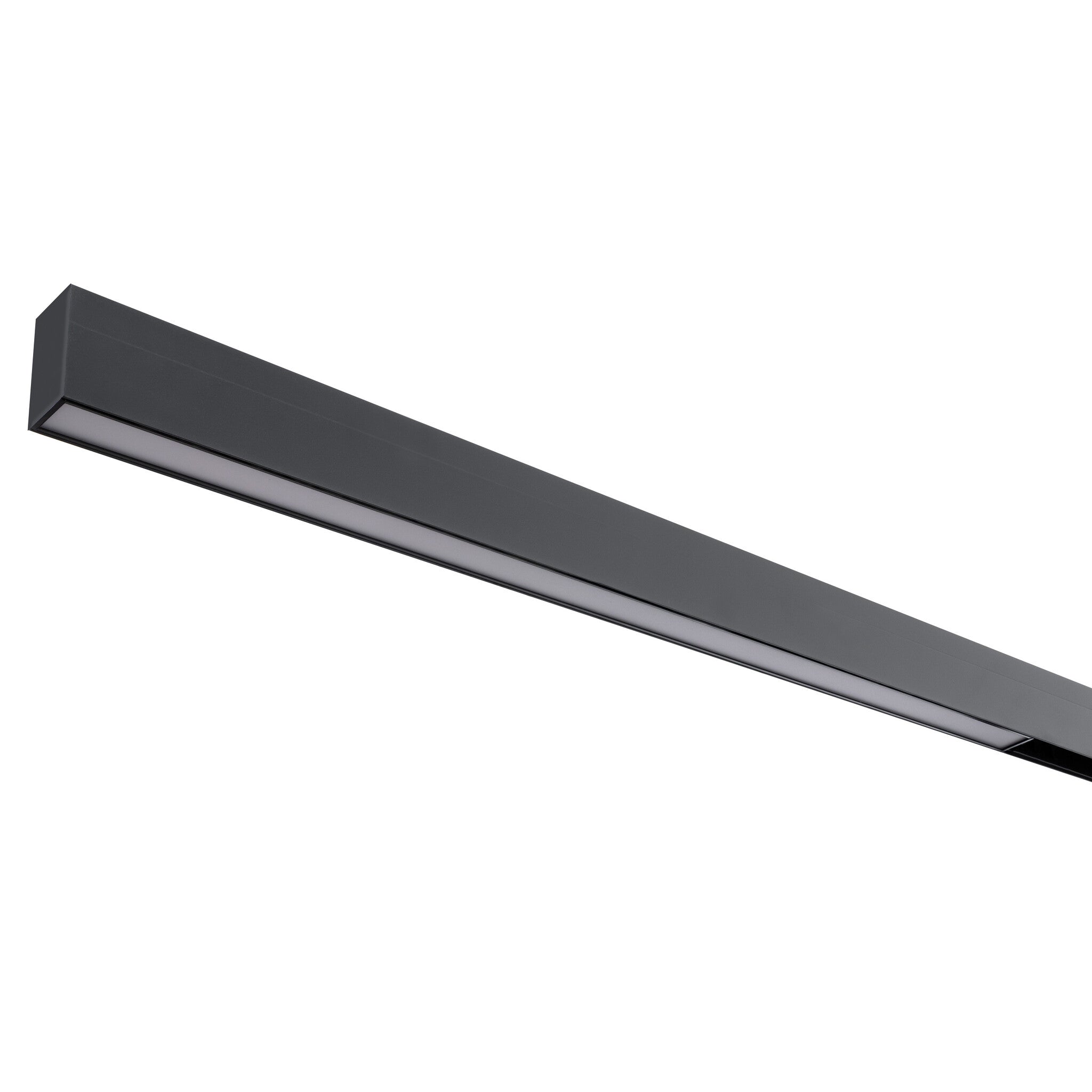 Zwarte lineaire LED-raillampbehuizing voor railmontage