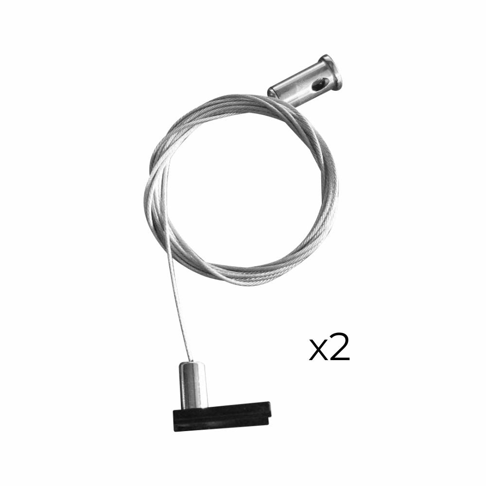 Set van 2 pendelophangingen met grijze kabel en metalen behuizing met zwarte clip