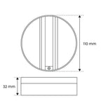 3-fase monopoint zwart met afmetingen: Ø110 mm en hoogte 32 mm