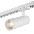 Witte railspot met geïntegreerde LED en ronde lenskop op 1-fase rail