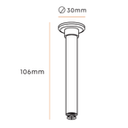 Technische tekening ophangset: Ø30 mm, hoogte 106 mm
