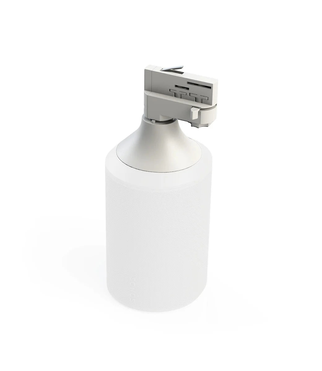 Witte 3-fase audio-adapter (tweede generatie) met cilinderbehuizing en aansluitkop