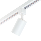 Witte hangende railspot met cilindrische kap en GU10 fitting