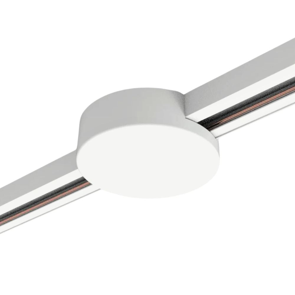Ronde plafondplaat voor 1-fase railverlichting, wit, met ronde kap