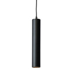 Zwarte cilindrische buishanglamp voor GU10, met kabel en open onderzijde