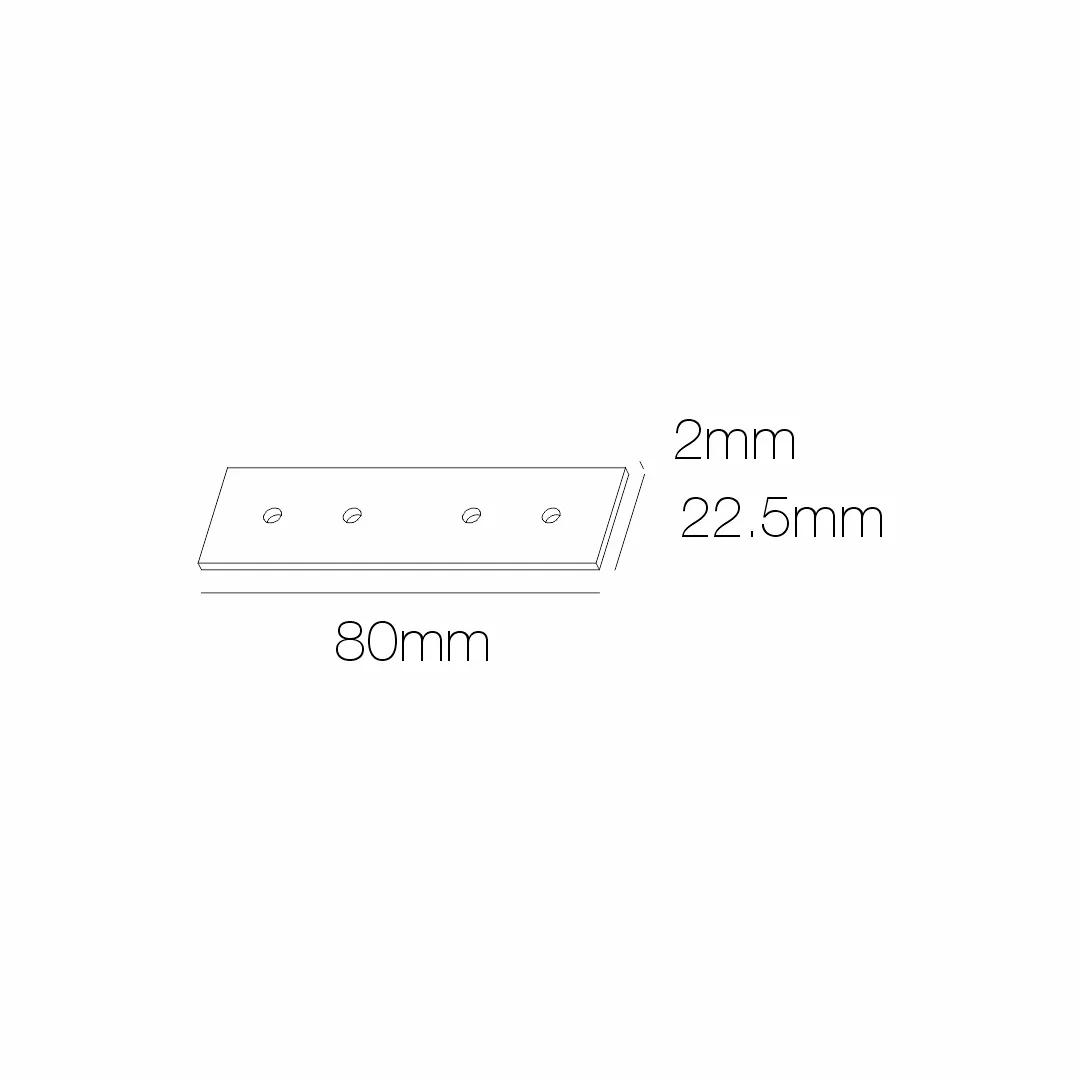 Maatschets van zwarte binnenhoek rail met 80 mm en 22,5 mm afmetingen