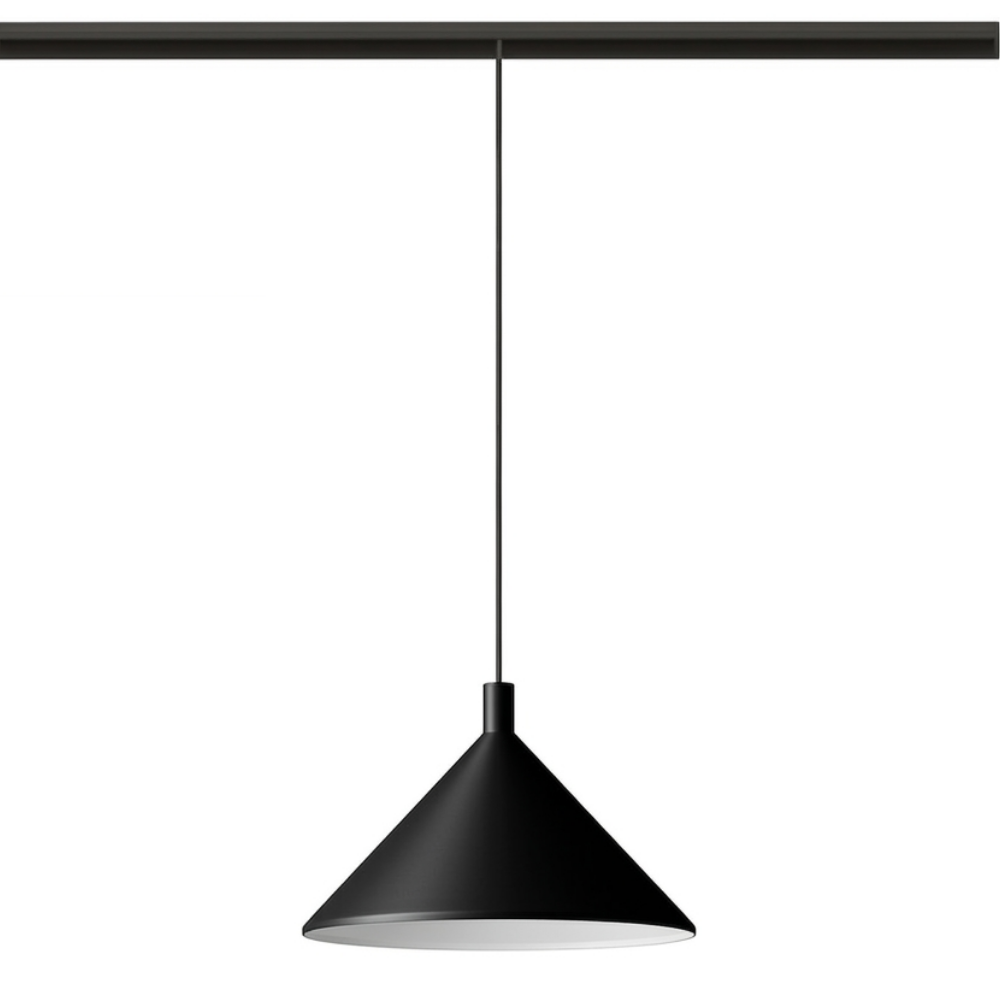 Zwarte hanglamp met kegelvormige kap