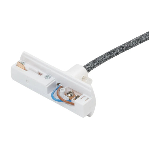Witte 1-fase hanglampadapter met open aansluitblok en grijze kabel